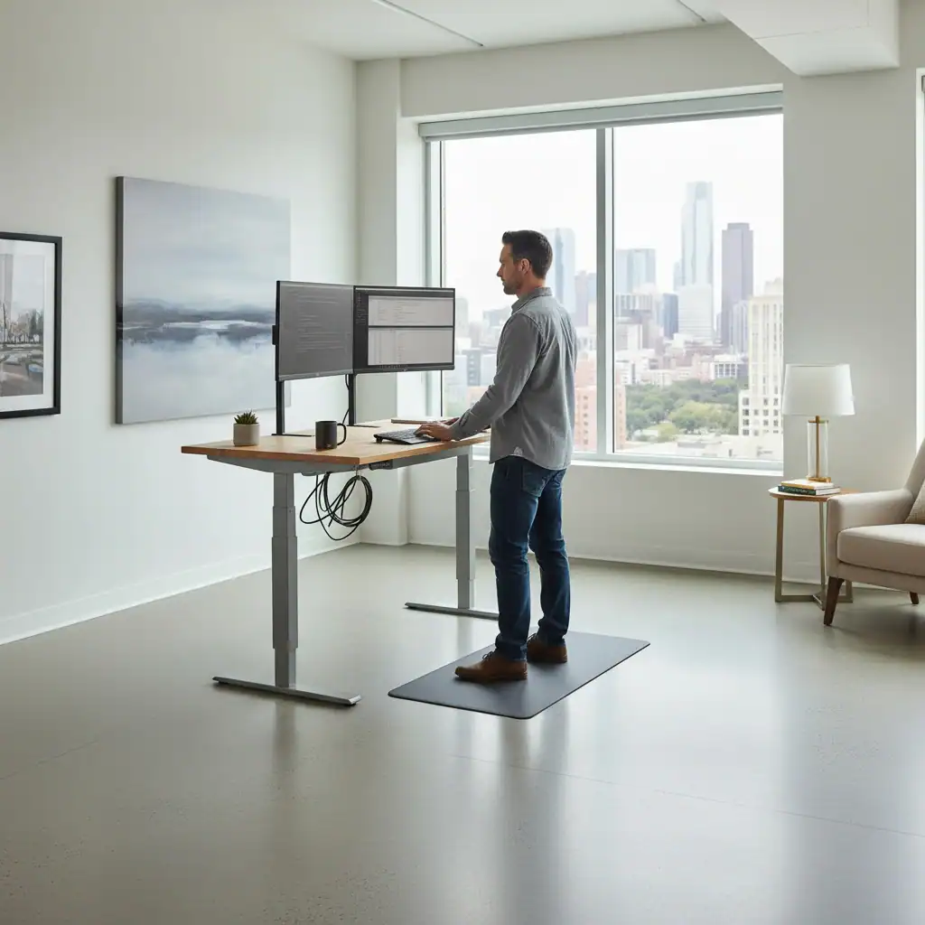 Augstumā regulējams galds darba videi un ergonomikai.