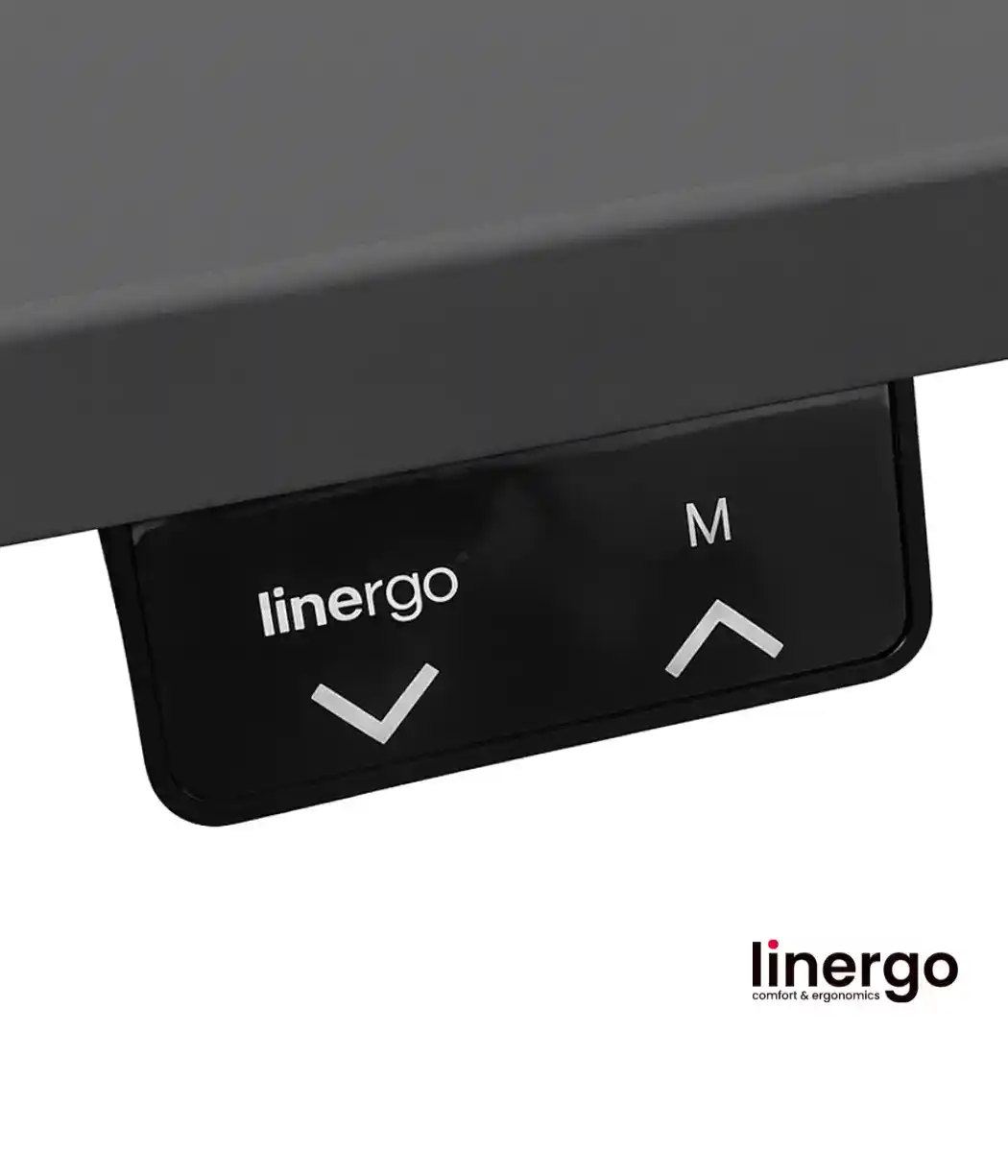 Brando electrically adjustable desk with control panel.