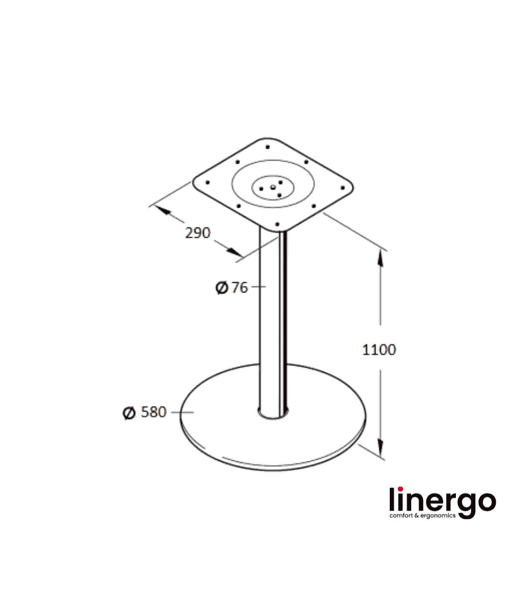 Centrālā galda kāja, slipēta/matēta. H-1100mm, Ø 580mm
