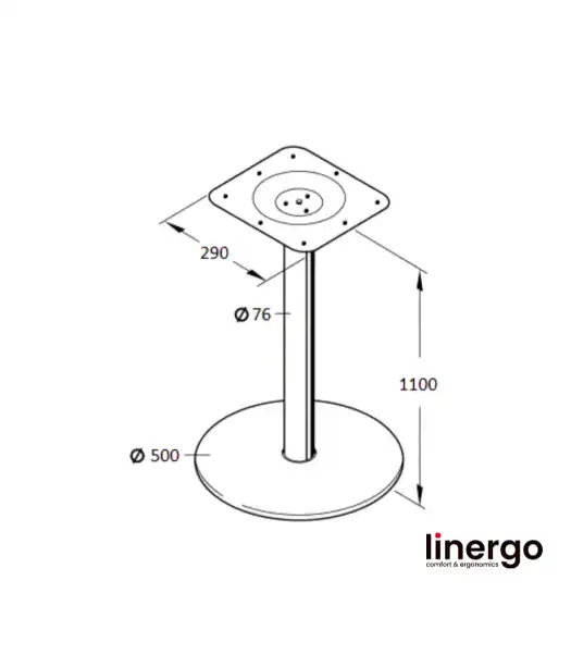 Centrālā galda kāja, krāsota/pelēka. H-1100mm, Ø 500mm