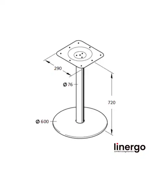 Augstas kvalitātes centrālā galda kāja, melna, H-720mm, Ø 600mm, piemērota galdniecībai.